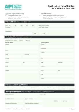 Australian Property Institute Student Membership Application