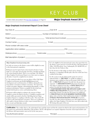 Major Emphasis Award Application