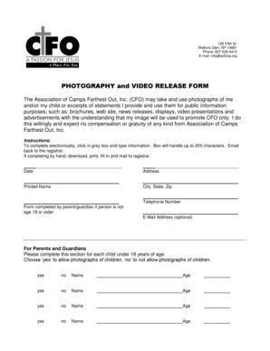Photography and Video Release Form