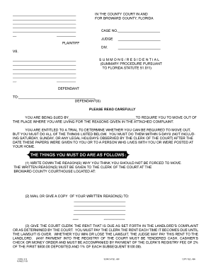 Florida Eviction Summons
