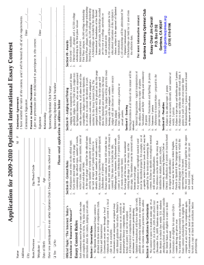 2009-2010 Optimist International Essay Contest Application