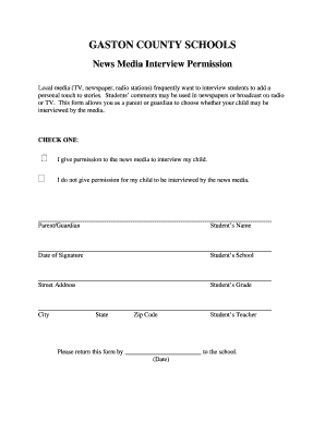 Gaston County Schools Media Interview Permission