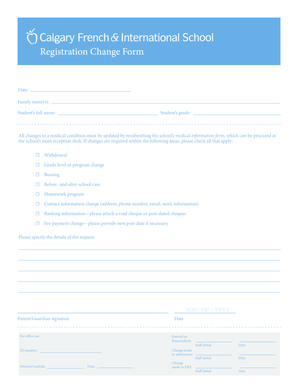 Student Registration Change Form