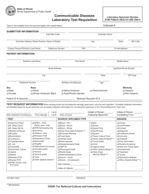 Illinois Communicable Diseases Laboratory Test Requisition