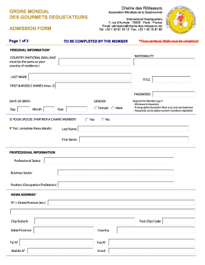 Formulaire de demande d'admission