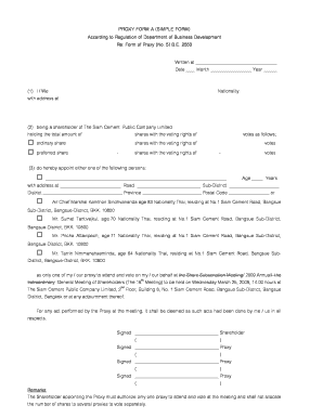 Proxy Form for Siam Cement Shareholders