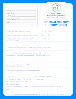 Ophthalmology History Form