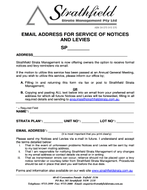 Strata Management Email Notice Consent Form