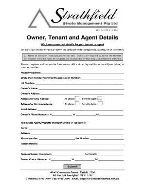 Strata Scheme Occupier Details Form