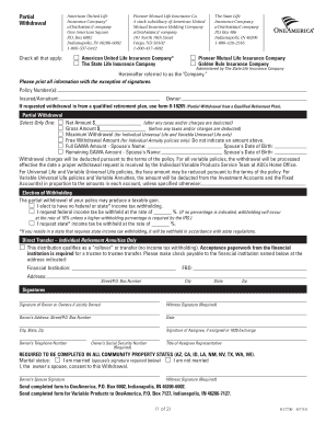 Partial Withdrawal Form