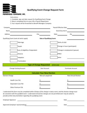 Qualifying Event Change Request Form