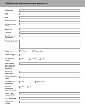 Oncology Adult Comprehensive Assessment Form