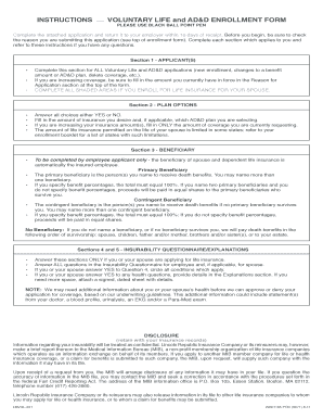 Voluntary Life and AD&D Enrollment Form