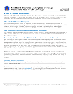 Health Insurance Marketplace Coverage Options Notice