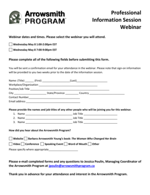 Professional Information Session Webinar Registration Form