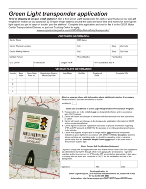 Oregon Green Light Transponder Application
