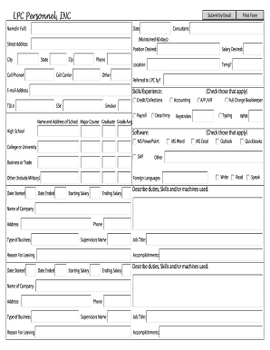 LPC Personnel Employment Application