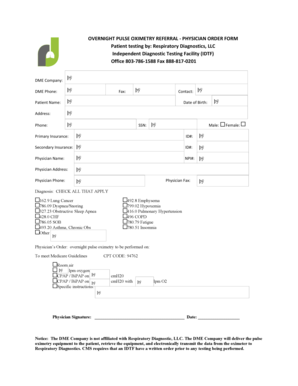 Overnight Pulse Oximetry Referral Form