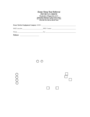 Physician Order for Home Sleep Test