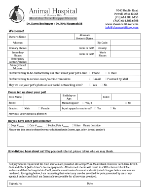 Veterinary Client Information Form