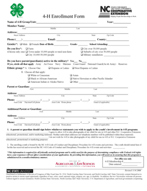 4-H Enrollment Form