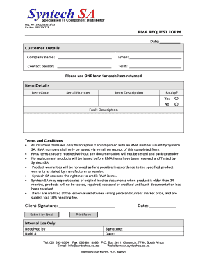RMA Request Form