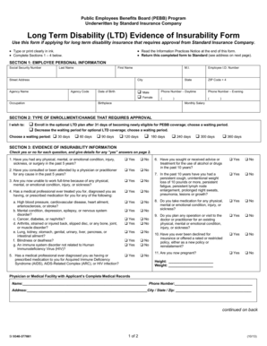 Long Term Disability Evidence of Insurability Form