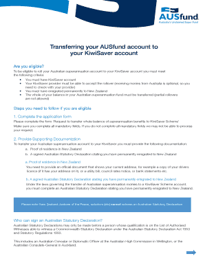 Request to Transfer Australian Superannuation to KiwiSaver