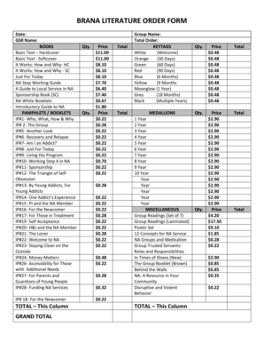 Brana Literature Order Form