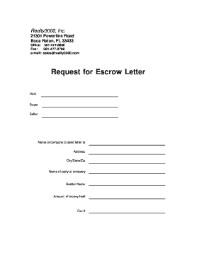 Request for Escrow Letter