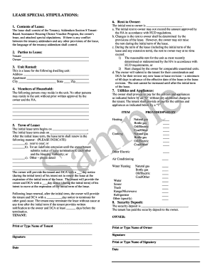 Section 8 Tenant Lease Agreement