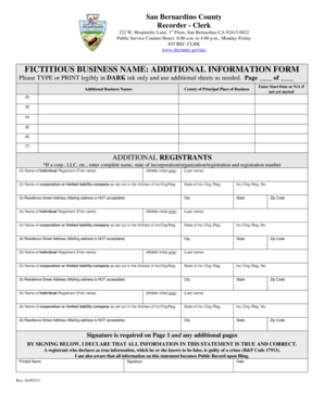 Fictitious Business Name Additional Information Form