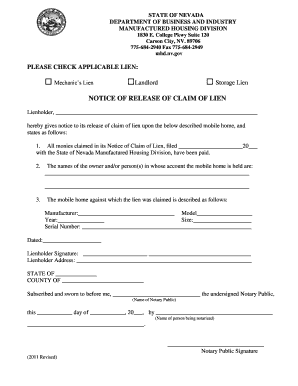 Notice of Release of Claim of Lien
