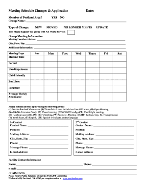 NA Meeting Schedule Change Application