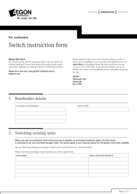 AEGON Investment Switch Instruction Form