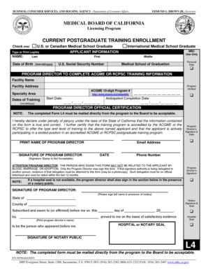 California Medical Board Postgraduate Training Enrollment Form