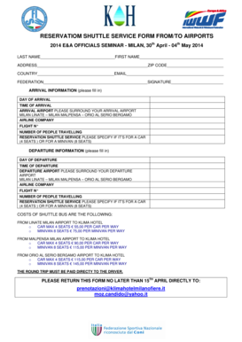 Reservatiom shuttle service form from/to airports - IWWF