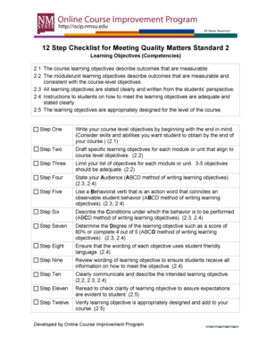 Quality Matters Standard 2 Checklist