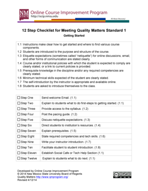 Quality Matters Checklist for Online Courses