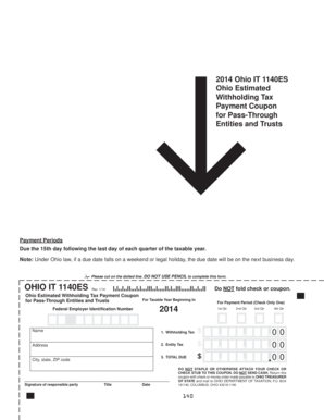 Ohio IT 1140ES Estimated Withholding Tax Payment Coupon