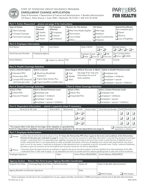 Tennessee Group Insurance Enrollment Change Application