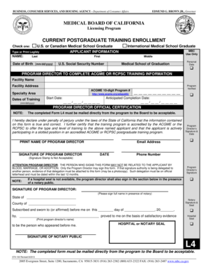 California Medical Board Postgraduate Training Enrollment Form