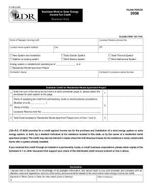 Louisiana Wind or Solar Energy Income Tax Credit Form
