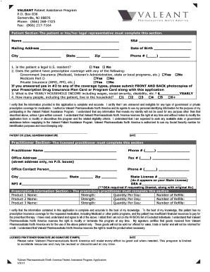Valeant Patient Assistance Program Application
