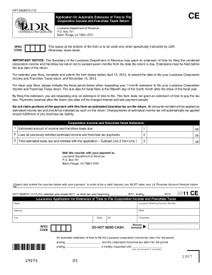 Louisiana Corporation Income and Franchise Taxes Extension