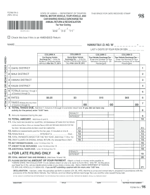 Hawaii RV-3 Form Annual Return