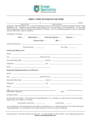 Credit Card Authorization Form