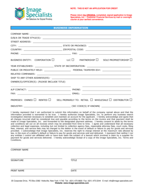 Business Credit Application Form