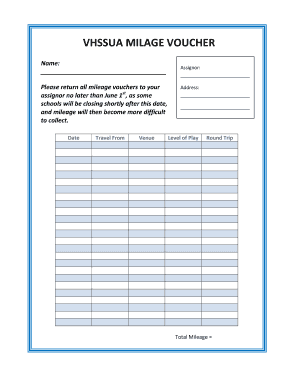 VHSSUA Mileage Voucher