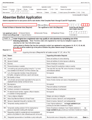 Virginia Absentee Ballot Application Form